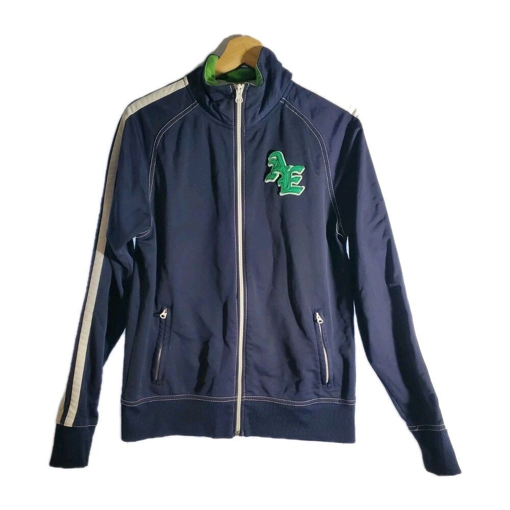 Vintage‎ American Eagle Varsity Track Jacket Mens SP Navy Green